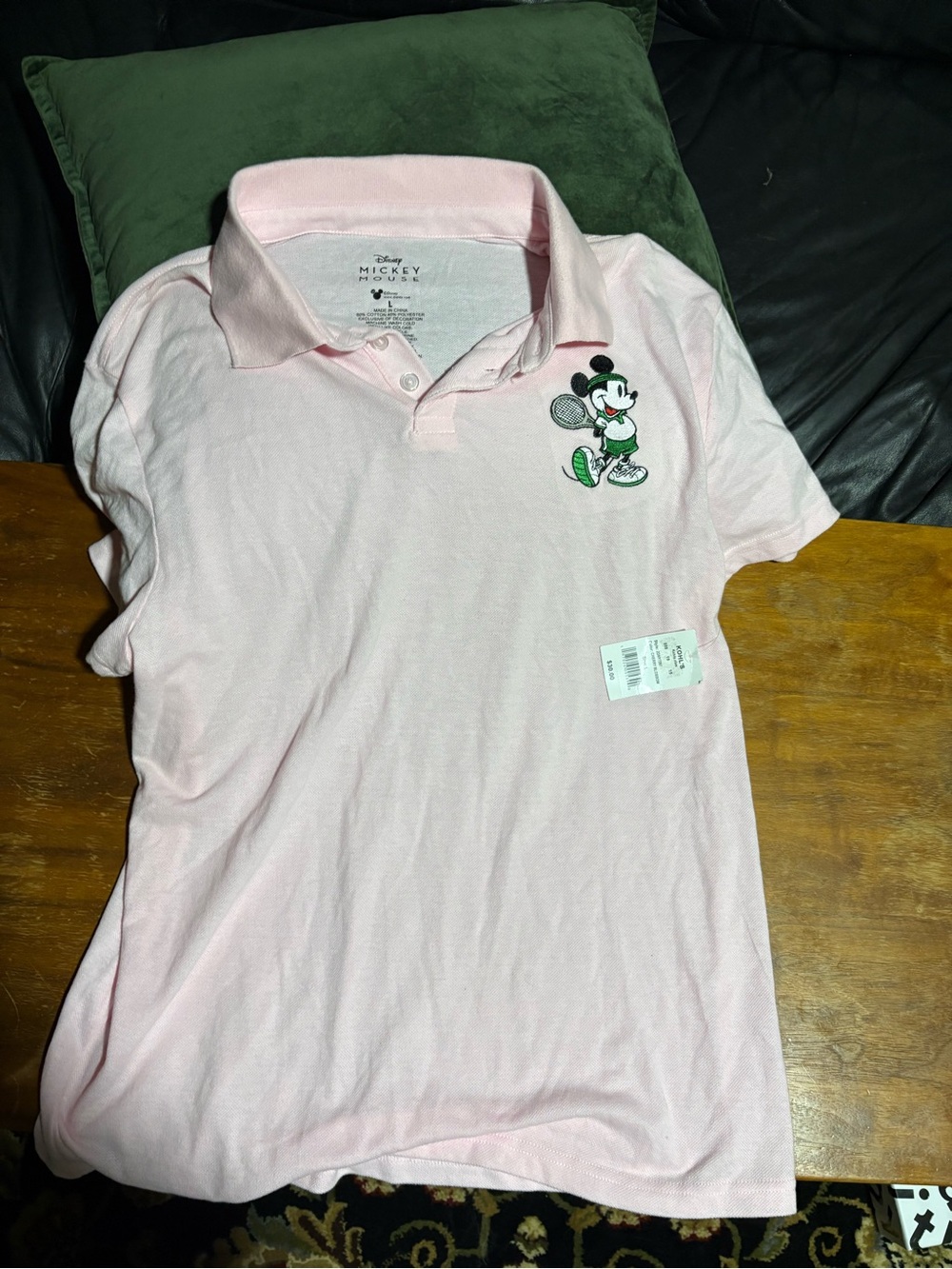 Disney Mickey Mouse Tennis Polo Shirt Pink Women’s Large Embroidered